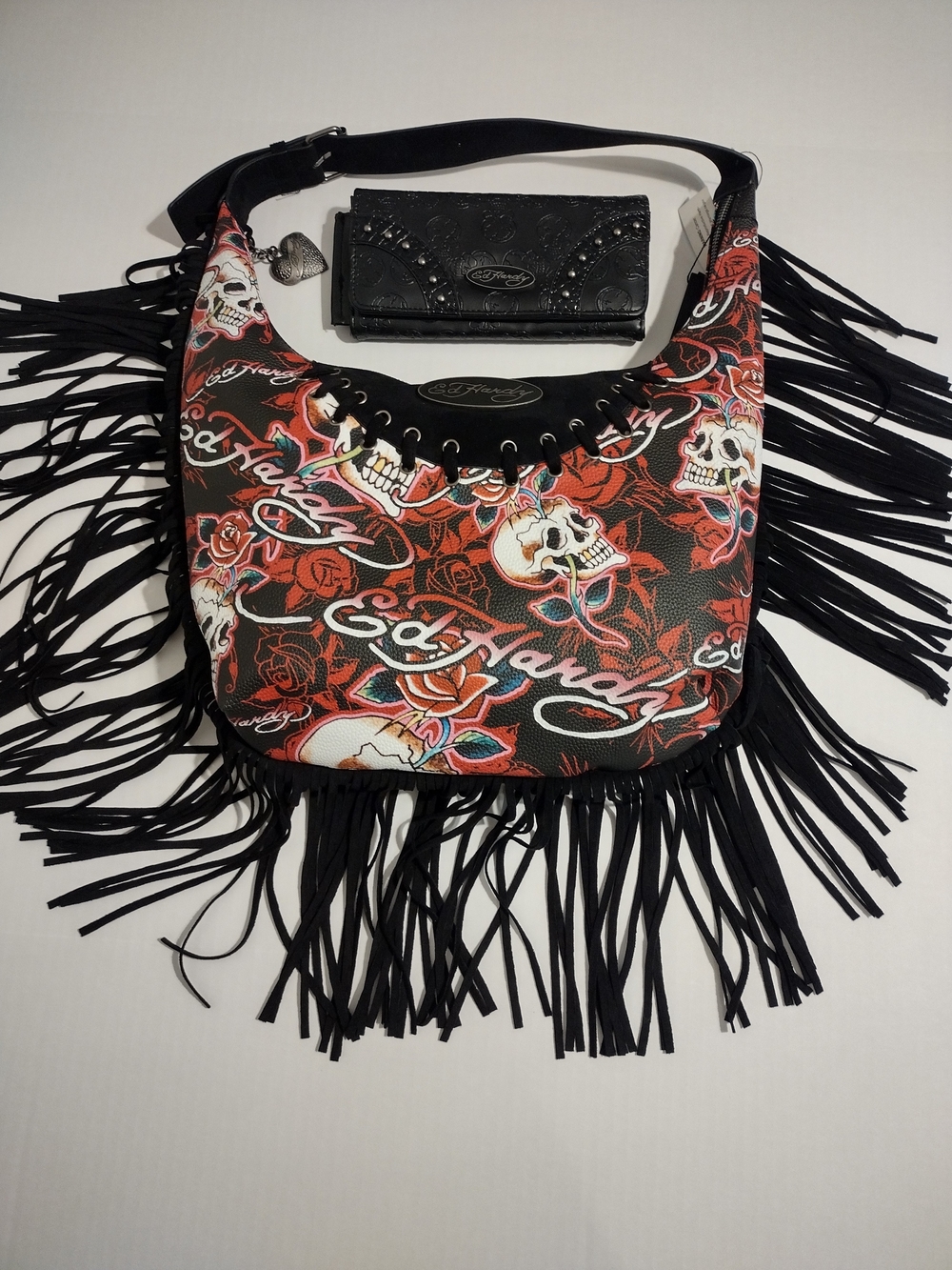 Ed Hardy Hobo Shoulder Bag W/ Matching Wallet